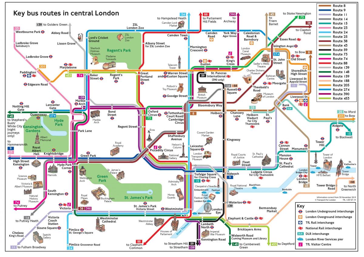 ônibus mapa de Londres