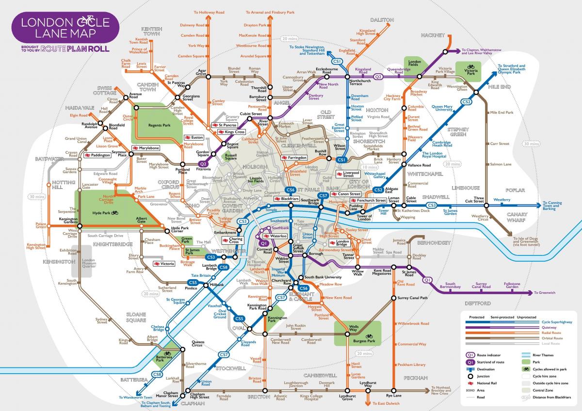 Londres ciclo de auto-estrada mapa