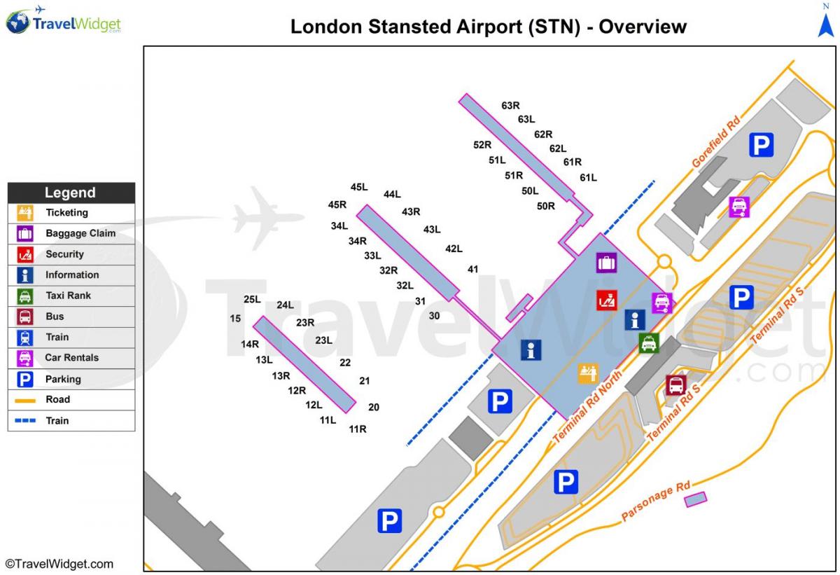 mapa do aeroporto de Stansted