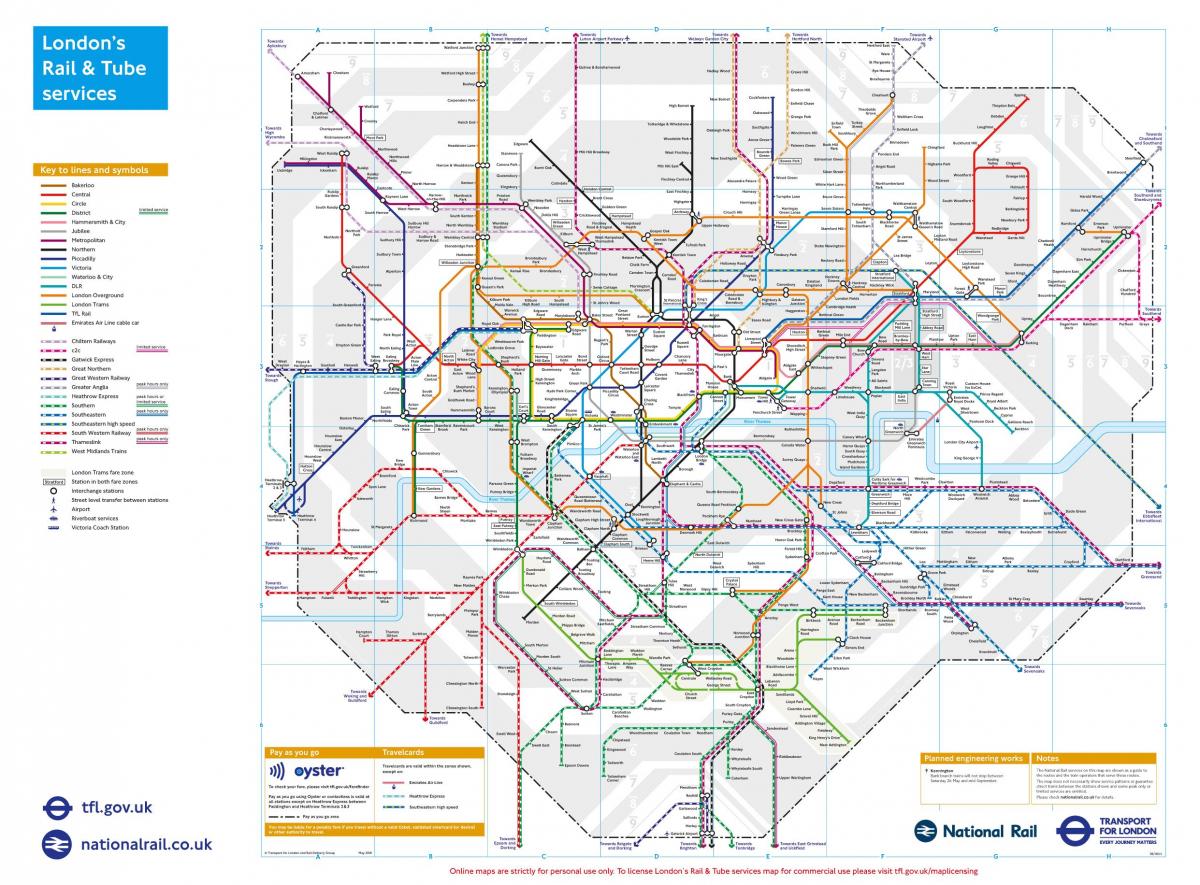 trem mapa de Londres