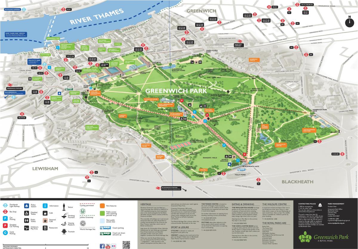 mapa do Greenwich park em Londres