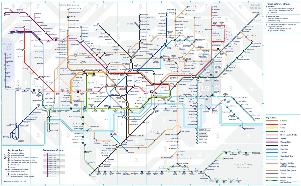 mapa do metrô de Londres