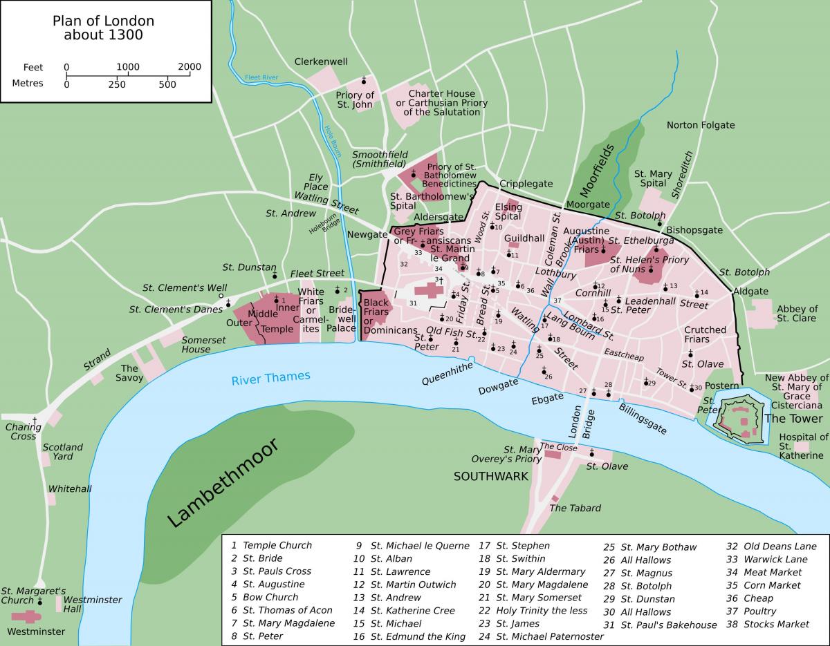 mapa medieval de Londres