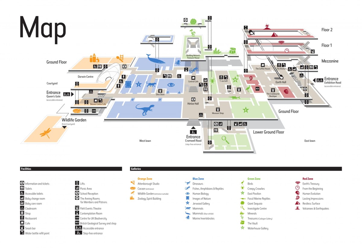 mapa do museu de história natural de Londres
