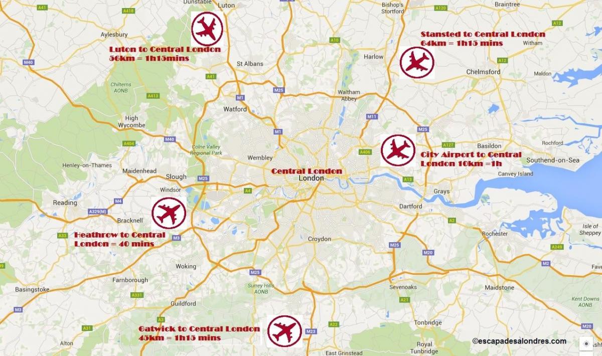 Mapa do aeroporto de londres