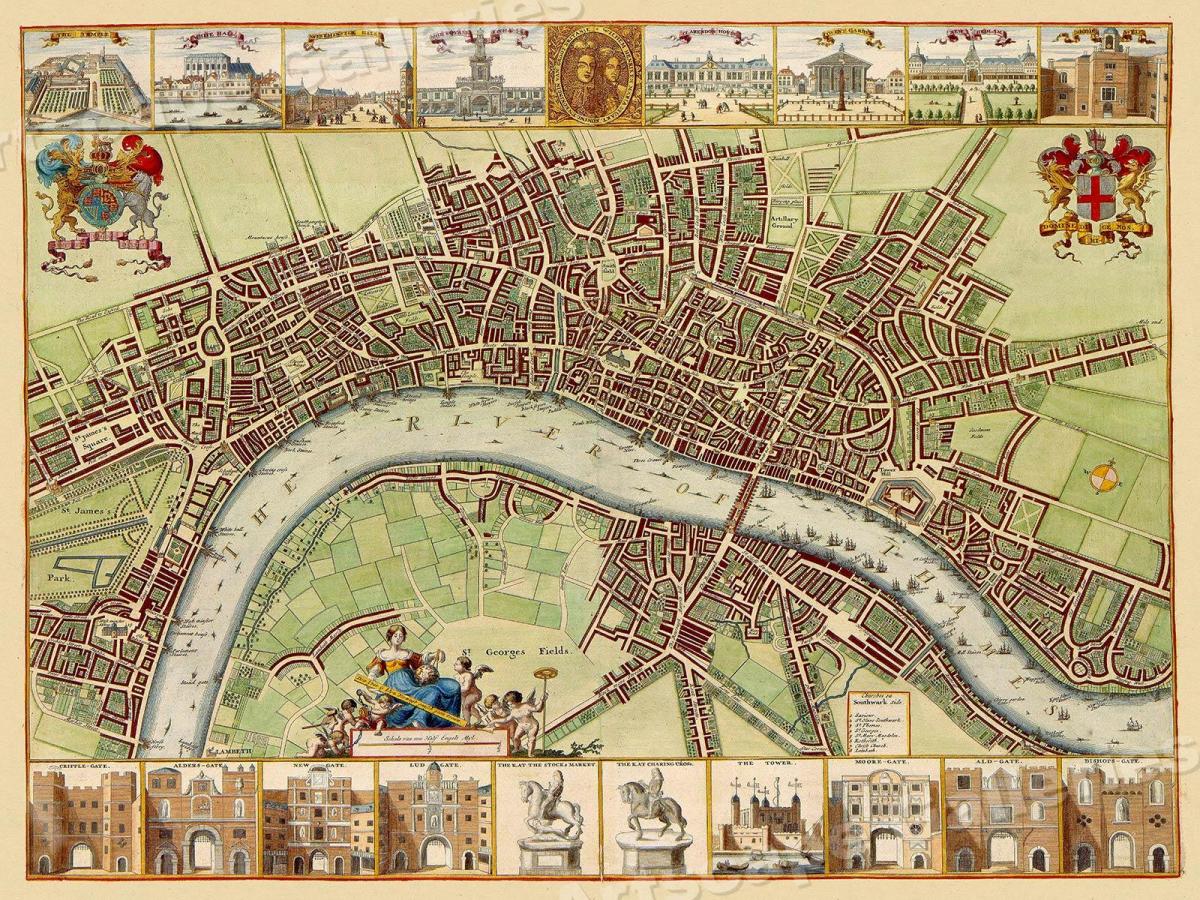 mapa do vintage de Londres