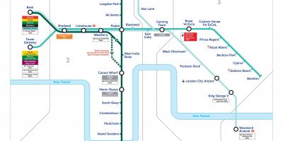 Docklands light railway mapa de Londres