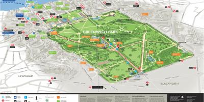 Mapa do Greenwich park em Londres