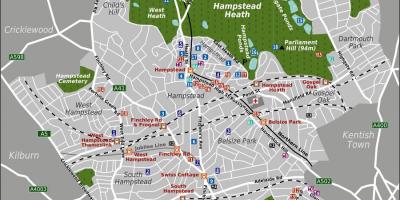Mapa de Hampstead em Londres
