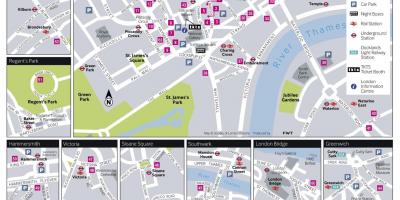 Mapa dos teatros de Londres