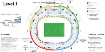 O estádio de Wembley em Londres mapa